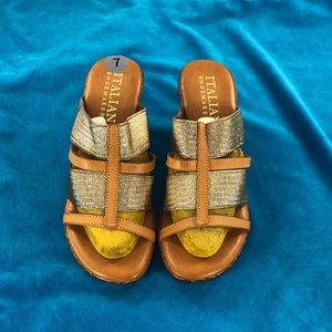 Italian Shoemakers Slip On Open Toe Heels  sz 7
